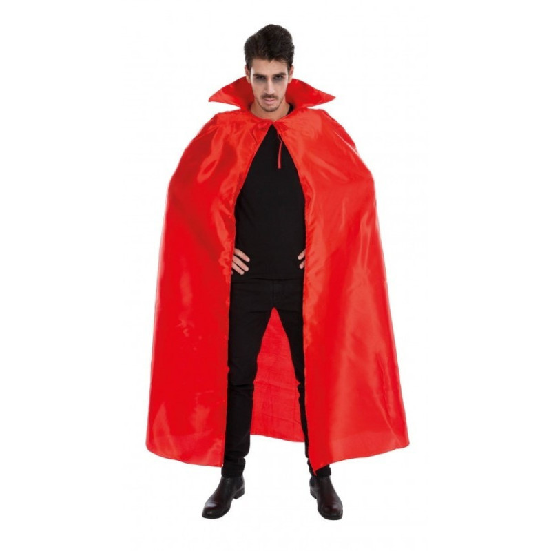 Cape luxe 163cm en satin de couleur rouge avec col en vente chez Be Happy.