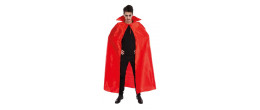 Cape luxe 163cm en satin de couleur rouge avec col en vente chez Be Happy.