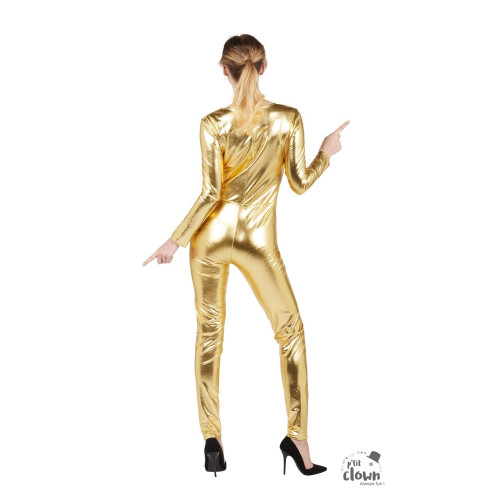 Combinaison disco année 80 dorée pour femme en vente chez Be Happy