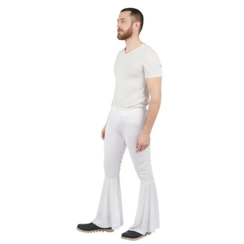 Pantalon disco patte d'éléphant blanc adulte