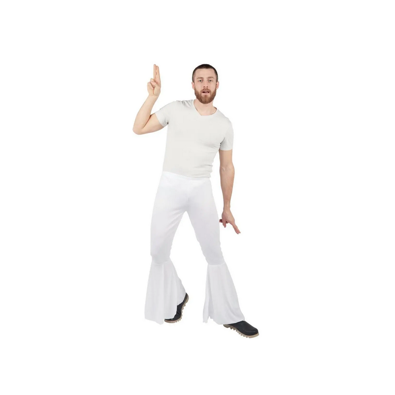 Pantalon disco patte d'éléphant blanc adulte