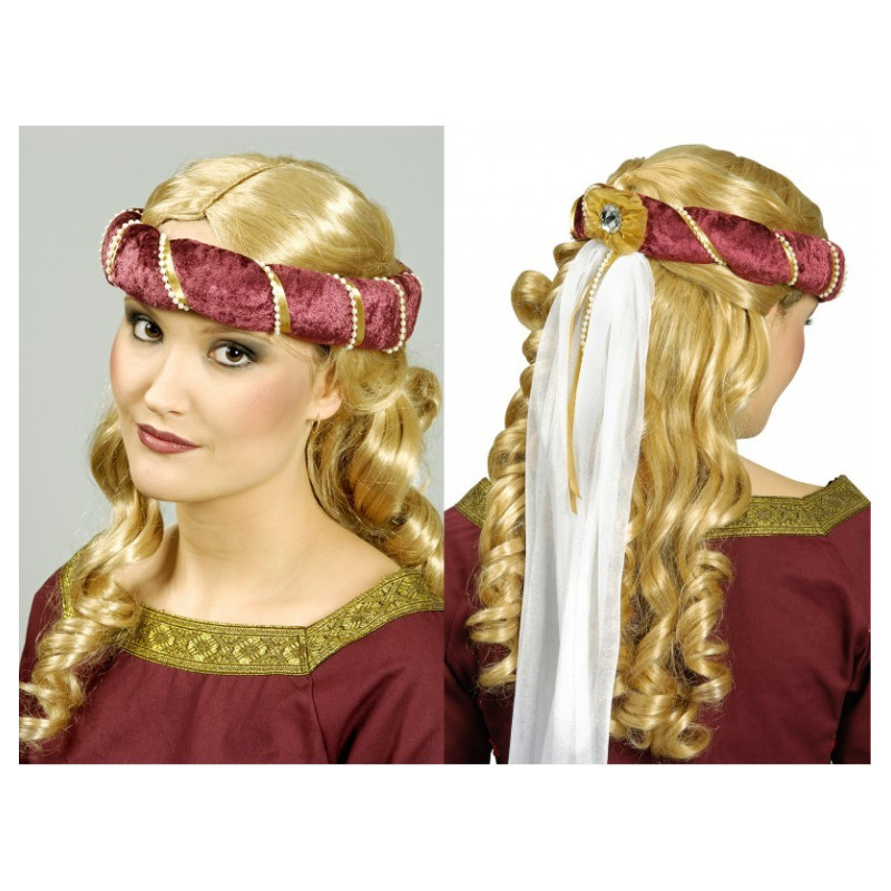 Coiffe médiévale bordeaux