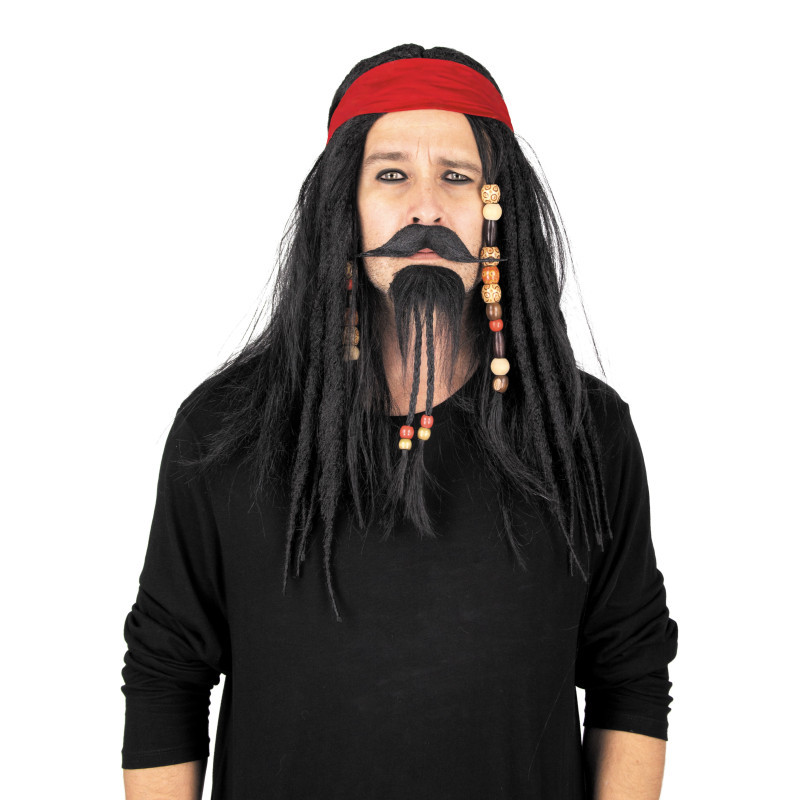 Perruque Pirate dreadlocks, perruque jack sparrow adulte pirate des caraïbes