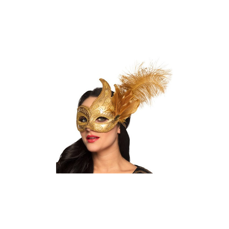 Masque loup vénitien précieuse couleur or en vente