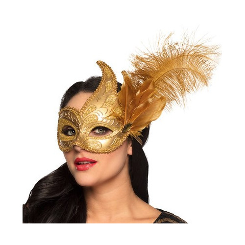 Masque loup vénitien précieuse couleur or en vente