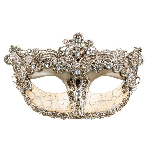 Masque loup baroque écru pour déguisement Versailles, Venise, Bal masqué ou carnaval en vente chez Be Happy