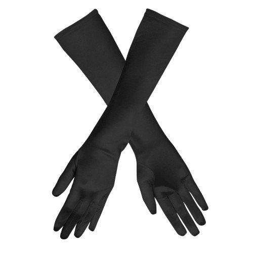 Gants noir long satiné de 35cm en vente chez Be Happy