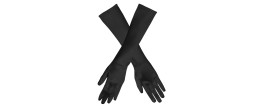 Gants noir long satiné de 35cm en vente chez Be Happy