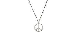 Collier hippie année 60 peace and love en métal argenté pour homme et femme en vente chez Be Happy