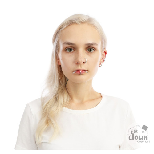 Vente faux piercing en anneaux argenté pour déguisement rock, punk, rebelle, biker, gangster