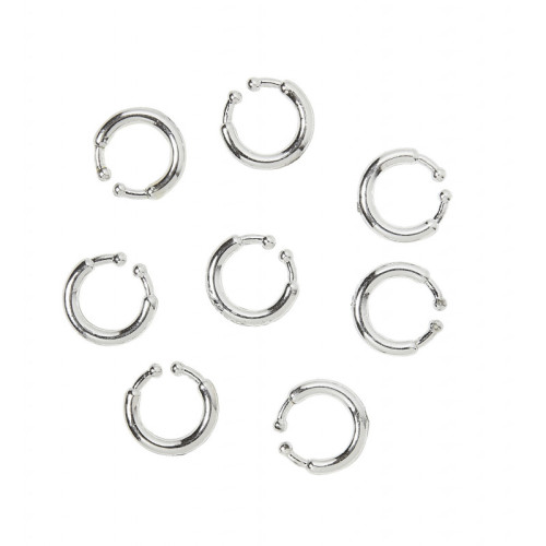 Vente faux piercing en anneaux argenté pour déguisement rock, punk, rebelle, biker, gangster