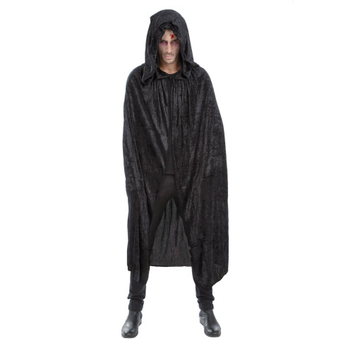 Cape à capuche noire luxe 182cm
