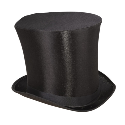 Chapeau haut de forme satiné noire de 20cm en vente