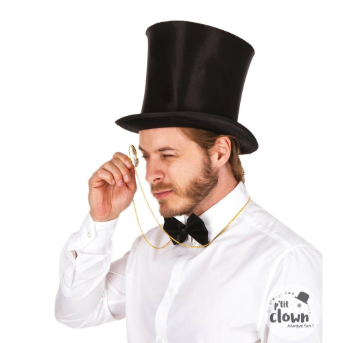 Chapeau haut de forme satiné noire de 20cm en vente