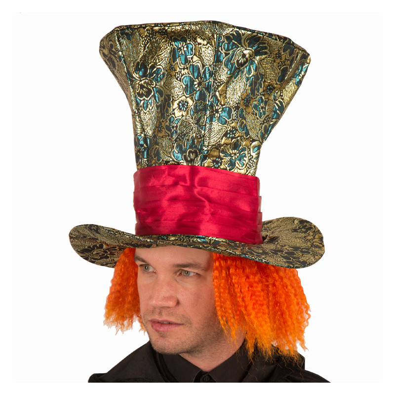 Chapeau chapelier fou avec cheveux