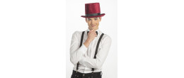 Chapeau haut de forme luxe bordeaux velours en vente.