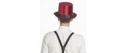 Chapeau haut de forme luxe bordeaux velours en vente.