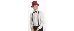 Chapeau haut de forme luxe bordeaux velours en vente.