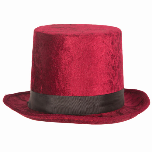 Chapeau haut de forme luxe bordeaux velours en vente.