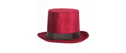 Chapeau haut de forme luxe bordeaux velours en vente.
