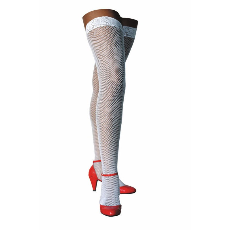 Collant bas resille blanc a petite maille en vente.