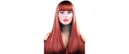 Perruque rousse, black widow, veuve noire avec frange en vente