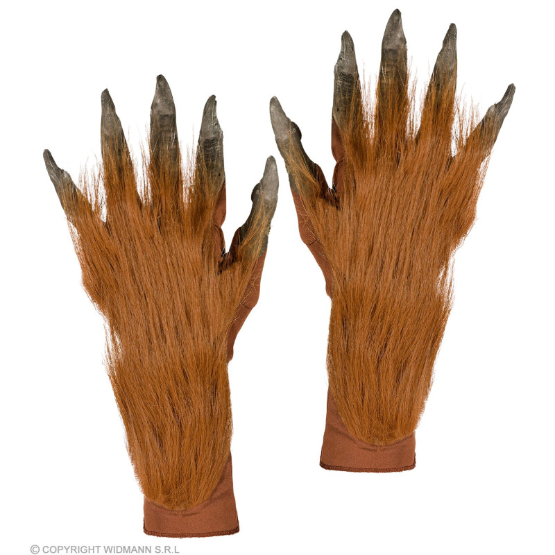 Gants main de loup garou avec fourrure marron en vente.