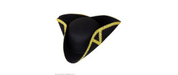 Chapeau tricorne époque 17ème siècle couleur noir et doré en vente.