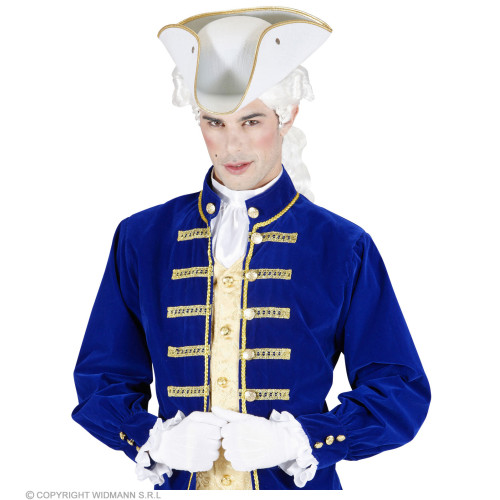 Chapeau tricorne blanc avec bord doré