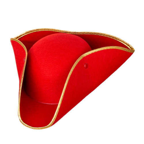 Chapeau tricorne rouge avec bord doré