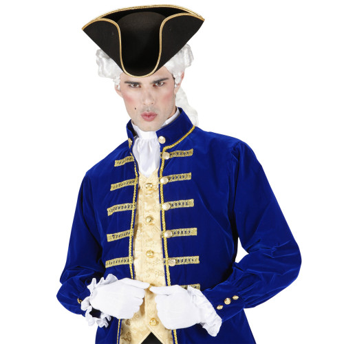 Chapeau tricorne noir avec bord doré