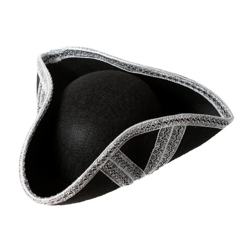 Chapeau tricorne noir argenté