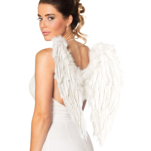 Paire d'ailes de 50cm en véritable plumes de couleur blanche, ange en vente