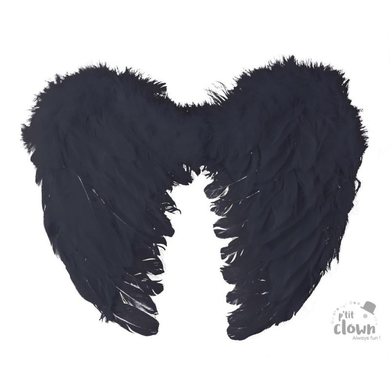 Ailes noir en vrai plumes de 45cm en vente
