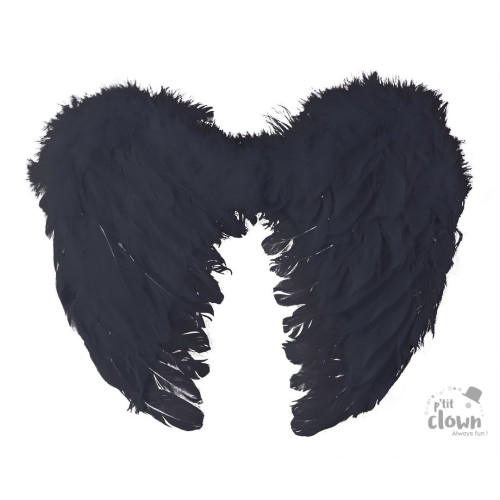 Ailes noir en vrai plumes de 45cm en vente