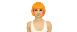 Perruque cabaret carré orange avec frange en vente