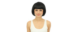Perruque cabaret carré couleur noire avec frange en vente