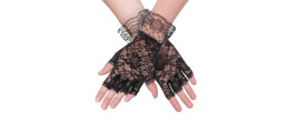 Gants mitaine noire sexy en dentelles pour femme en vente