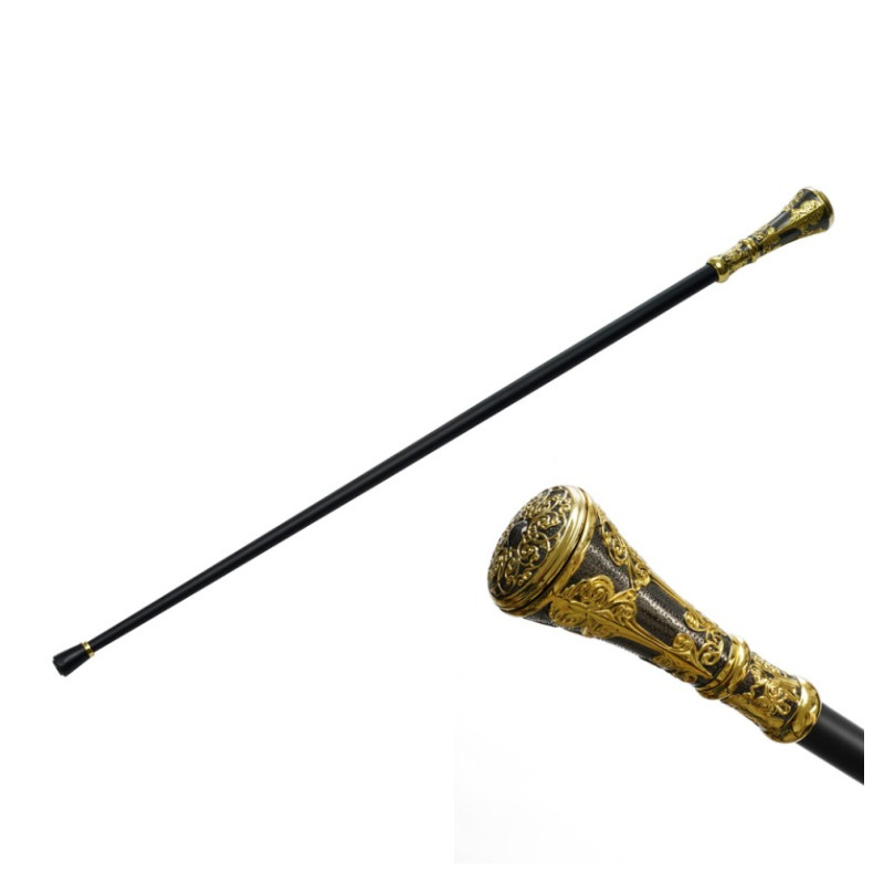 Canne à pommeau Versailles en métal avec sculpture dorée en vente.