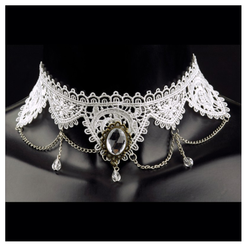 Ras de cou dentelle blanche