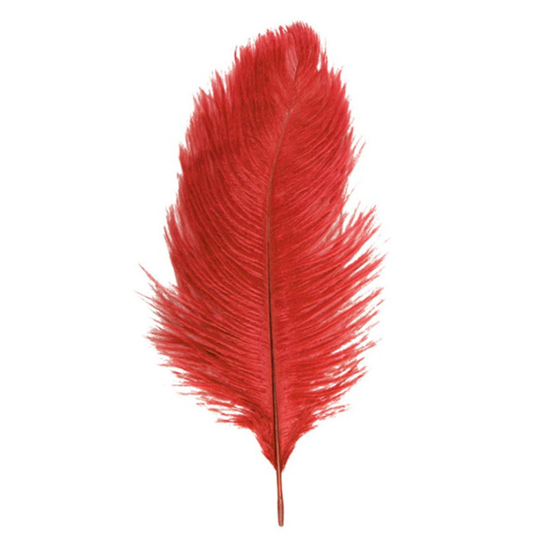 Véritable plume d'autruche couleur rouge de 60cm en vente