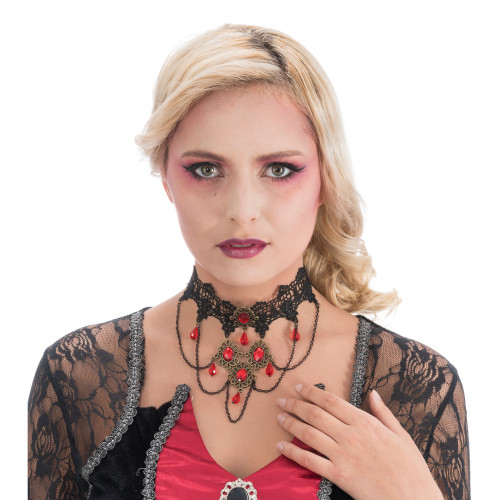 copy of collier ras de cou gothique rouge