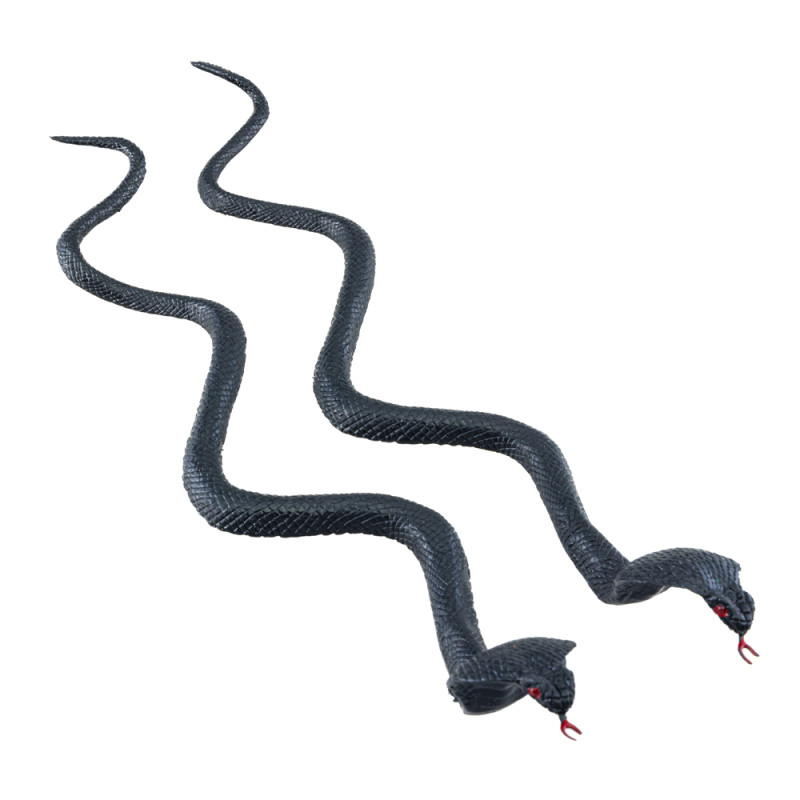 2 serpent cobra noirs de 34cm pour décoration Halloween, égyptien, oriental en vente