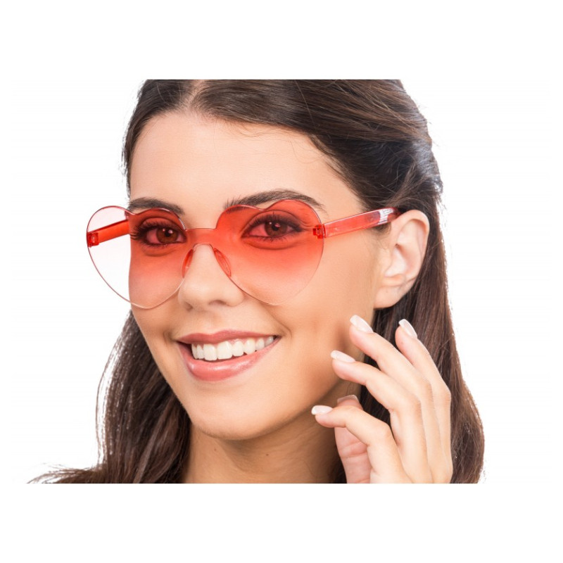 Lunettes cœur couleur rouge fumés en vente