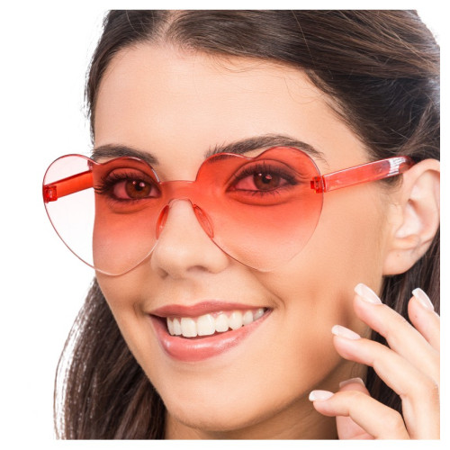 Lunettes cœur couleur rouge fumés en vente