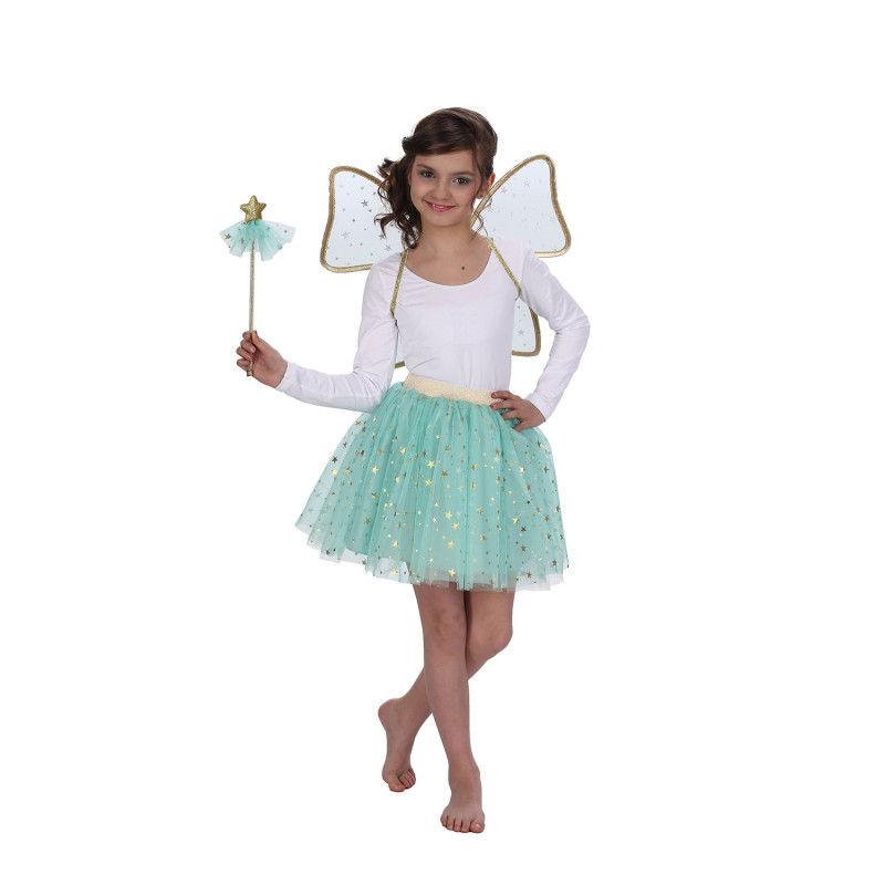 Set de fée verte luxe avec des étoiles dorées 3 pièces pour enfant et adulte en vente