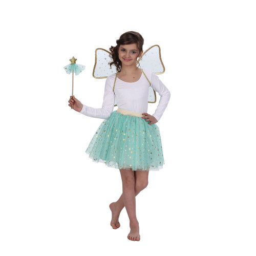 Set de fée verte luxe avec des étoiles dorées 3 pièces pour enfant et adulte en vente