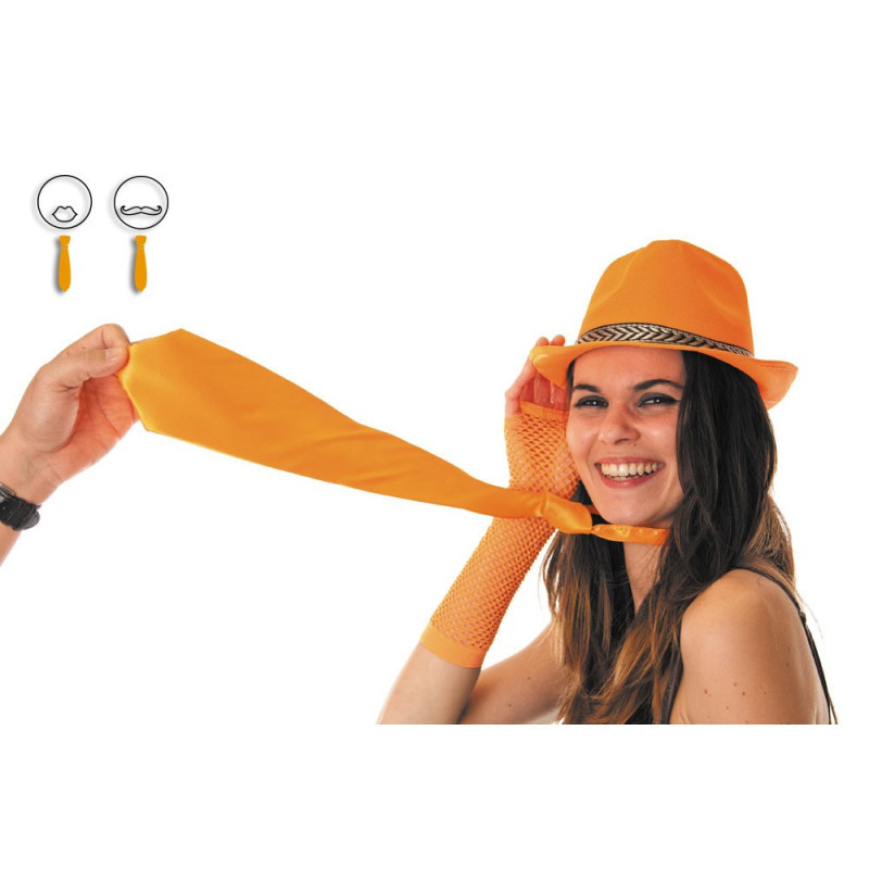 Cravate fluo orange pour adulte en vente.