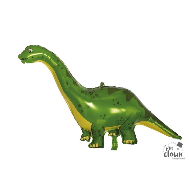 Ballon aluminium dinosaure brachiosaure vert de 107cm en vente chez Be Happy.