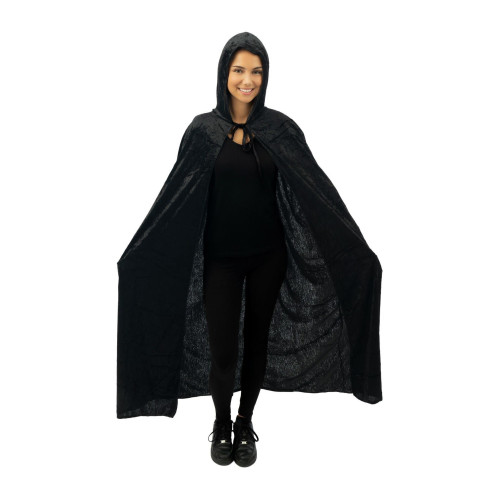 Cape noire de 140cm en velours avec capuche en vente chez Be Happy
